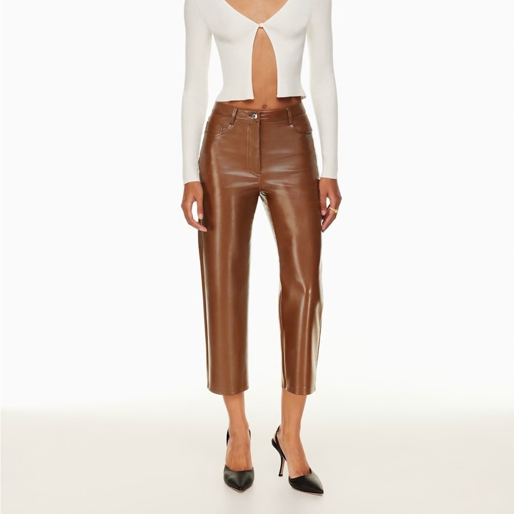 Aritzia Wilfred Melina Cropped Vegan Leather Pants - New - 4 - Picture 5 of 11